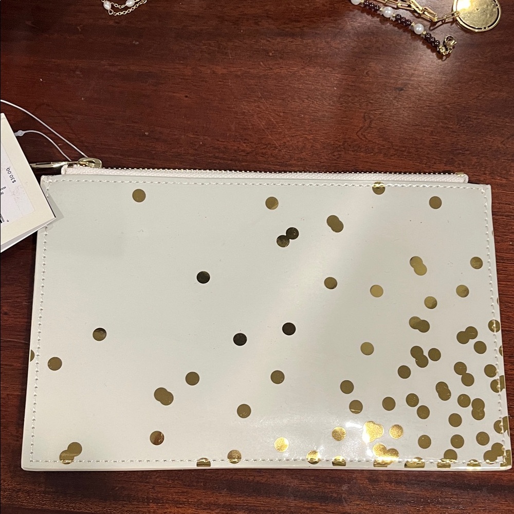 Kate Spade Gold Polka Dot pencil case - Picture 2 of 2